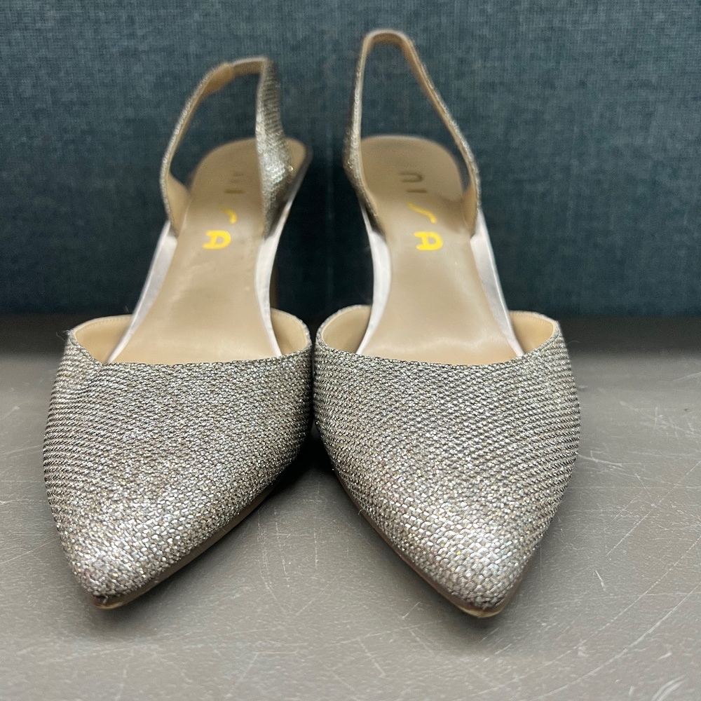 Silver kitten heel